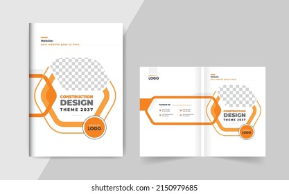 Real estate or construction abstract business brochure cover page annual report colorful business profile design template elegant construction flyer modern layout theme for multipurpose use