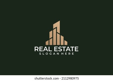 Real estate construction abstract logo design concept