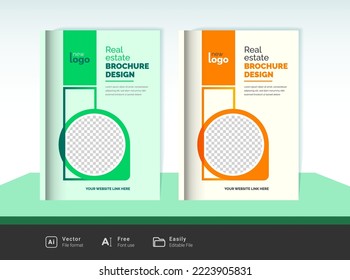 Real estate or construction brochure cover design theme template. Abstract colorful creative and modern layout for multipurpose use concept