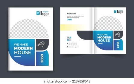 Real estate or construction business brochure cover design theme template. abstract colorful creative and modern bi fold multi-pages layout for multipurpose use