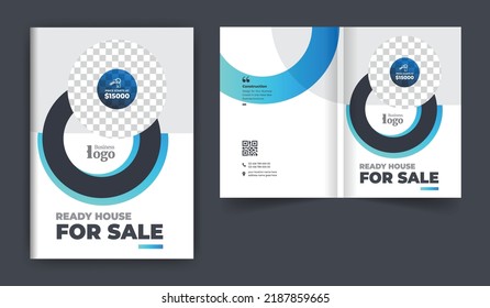 Real estate or construction business brochure cover design theme template. abstract colorful creative and modern bi fold multi-pages layout for multipurpose use