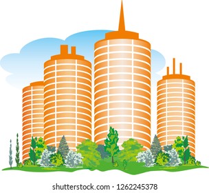 real estate construction in the countryside of offices and apartments