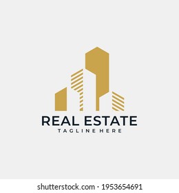 Real Estate Construction House Vector Logo Design Graphic Line Set. Logo Can Be Used For Icon, Brand, Identity, Home, Architecture, Apartment, Building, And Business Company