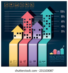 Real Estate And Construction Infographic With Building Arrows Diagram Design Template