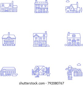 Real Estate Construction- Line Icon Set