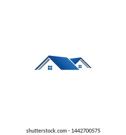Real Estate Construction Logo design vector Template house with blue grey color