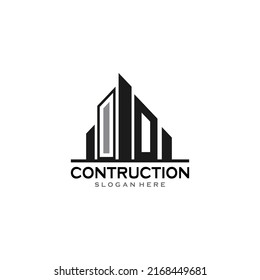 Plantilla vectorial de diseño del logotipo de construcción inmobiliaria. Centro de negocios de propiedad de oficinas comerciales Logotipo financiero. Icono de identidad del Centro de Finanzas Corporativas.