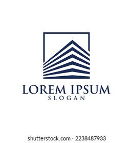 Real Estate Construction Logo design vector template.Commercial office property business center Financial Logotype. Corporate Finance Resort identity icon.