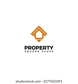 Real Estate Construction Logo Design. Square house symbol. Modern Building Vector Template