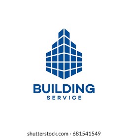 Real Estate Construction Logo design vector template. Skyscrapers silhouette city buildings vector illustration