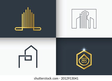Conjunto De Logotipos De Bienes Raíces Y Construcción