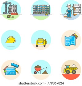 Real Estate Construction- Multicolor Icon Set