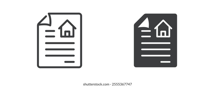 Real estate contract icon. Line and glyph solid icon. Perfect pixel isolated on clean transparent background. Vector illustration.