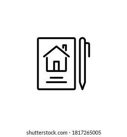 Real estate contract, lease document simple thin line icon vector illustration