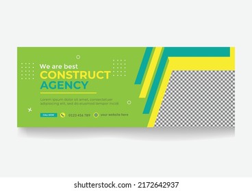 Real estate contraction facebook cover page timeline web ad banner template 