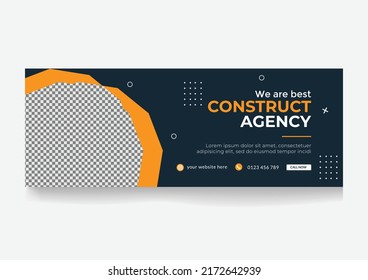 Real estate contraction facebook cover page timeline web ad banner template 