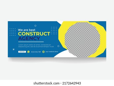 Real estate contraction facebook cover page timeline web ad banner template 