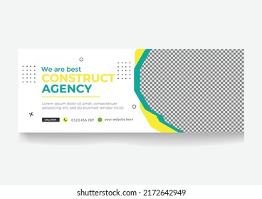 Real estate contraction facebook cover page timeline web ad banner template 