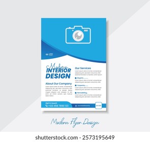 Real estate and corporate business blue flyer template, house flyer design. Flyer design ready for print