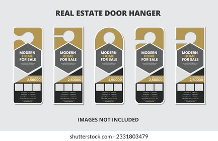
Real estate corporate business door hanger template with 5 different cutting styles