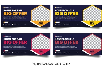 Real estate cover banner, modern home sale cover banner template, House sale, 