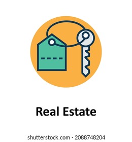 Real Estate With Crane Outline with fill colors vector icon editable

