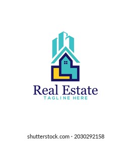 Plantilla de logotipo creativo para bienes inmuebles |   Diseño de vectores de logotipos inmobiliarios, de construcción y de construcción