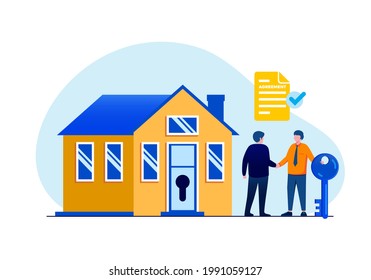 Real estate dealing agreement. landing page website illustration vector flat design 