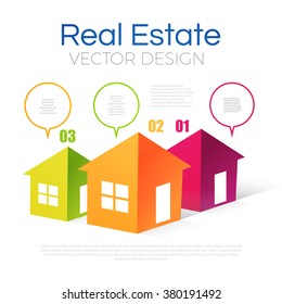 Real Estate Design. House Symbol. Colorful 3D Concept. Vector illustration