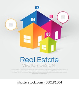 Real Estate Design. House Symbol. Colorful 3D Concept. Vector illustration