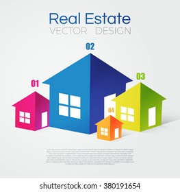 Real Estate Design. House Symbol. Colorful 3D Concept. Vector illustration