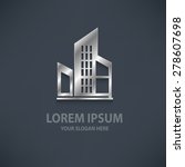 Real estate design logo template,silver,metal concept design,clean vector