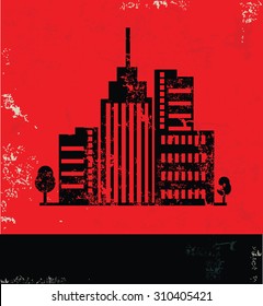Real estate design on red background, grunge vector