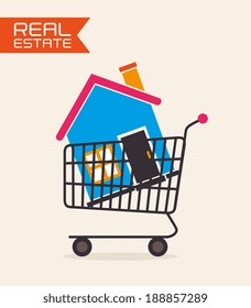 Real estate design over beige background, vector illustration