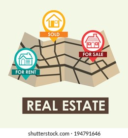 Real estate design over beige background, vector illustration