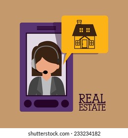 Real estate design over beige background, vector illustration.