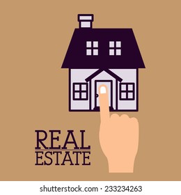 Real estate design over beige background, vector illustration.