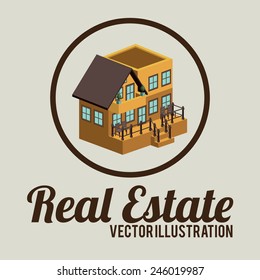 Real estate design over beige background, vector illustration.