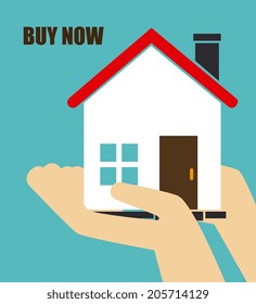 Real estate design over blue background, vector illustration