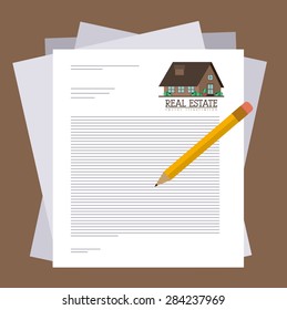 Real Estate design over brown background, vector illustration