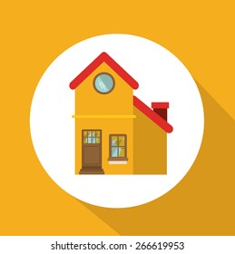 Real estate design over orange background, vector illustration