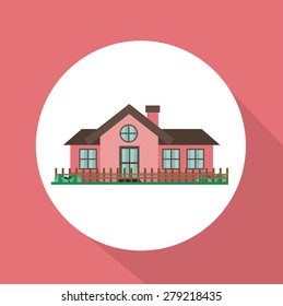 Real estate design over pink background, vector illustration