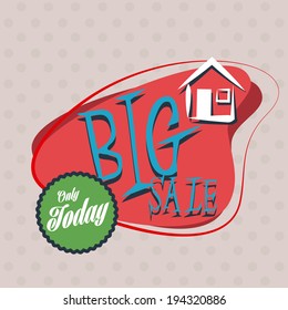 Real estate design over red background, vector illustration