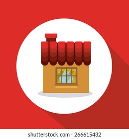 Real estate design over red background, vector illustration