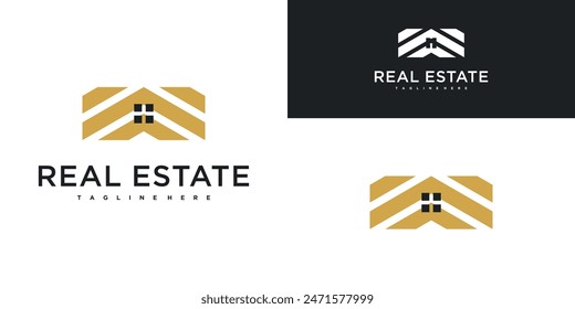 Real estate design template logo for construction architecture building. Premium Vector