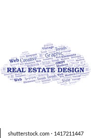 Real Estate Design word cloud. Wordcloud made with text only.
