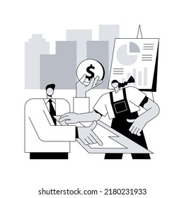 Ilustración vectorial del concepto de desarrollo inmobiliario abstracto. Desarrollo inmobiliario, compra de terrenos, proyecto de construcción, gestión de empresas, planificación empresarial metáfora abstracta.
