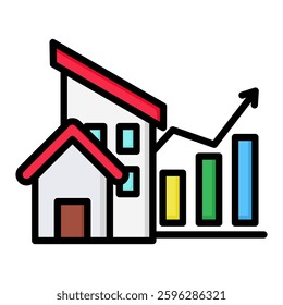 Real Estate Development Icon in Flat Color Style With Outline. Simple Vector Design. Simple Vector Flat Icon