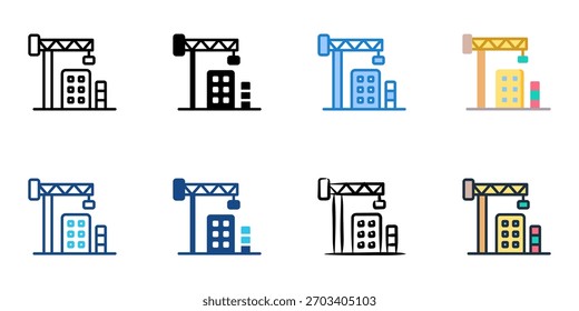 Conjunto de iconos de desarrollo inmobiliario colección de estilo múltiple 
