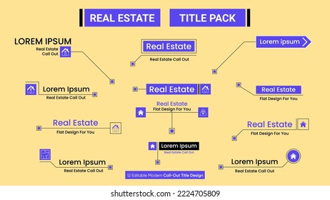 Real estate digital call outs titles template. Call outs text boxes infographic design. Digital frames on purple. Vector illustration.